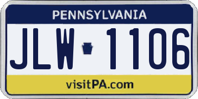 PA license plate JLW1106