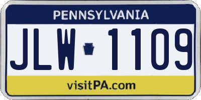 PA license plate JLW1109
