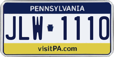 PA license plate JLW1110