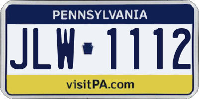 PA license plate JLW1112