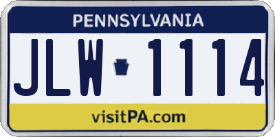 PA license plate JLW1114