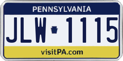 PA license plate JLW1115