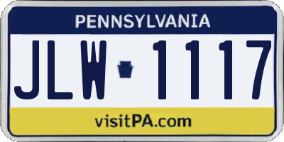 PA license plate JLW1117