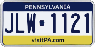 PA license plate JLW1121