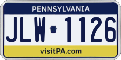 PA license plate JLW1126