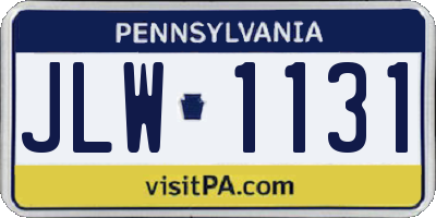 PA license plate JLW1131