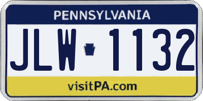 PA license plate JLW1132