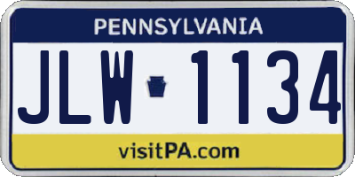 PA license plate JLW1134