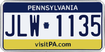 PA license plate JLW1135