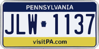 PA license plate JLW1137