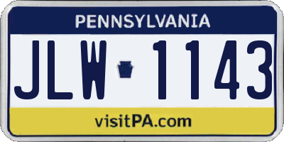 PA license plate JLW1143