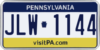 PA license plate JLW1144