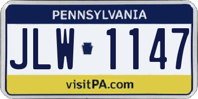 PA license plate JLW1147