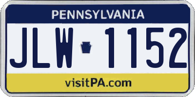 PA license plate JLW1152