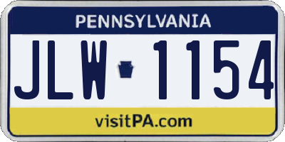 PA license plate JLW1154