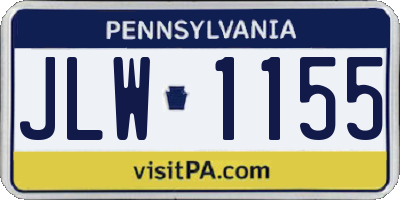 PA license plate JLW1155