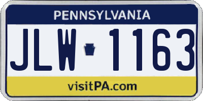 PA license plate JLW1163