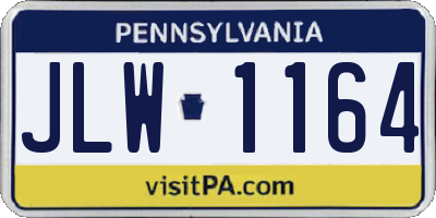 PA license plate JLW1164