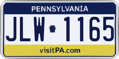 PA license plate JLW1165