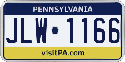PA license plate JLW1166