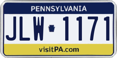 PA license plate JLW1171