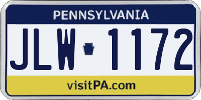 PA license plate JLW1172