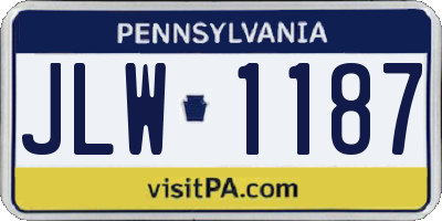 PA license plate JLW1187
