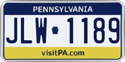 PA license plate JLW1189