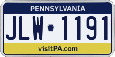 PA license plate JLW1191