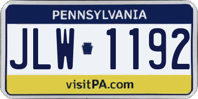 PA license plate JLW1192