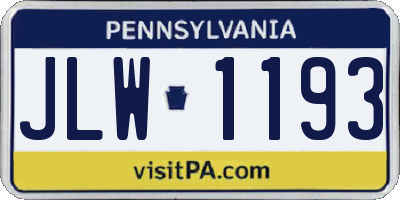 PA license plate JLW1193
