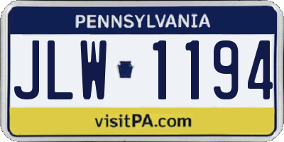 PA license plate JLW1194