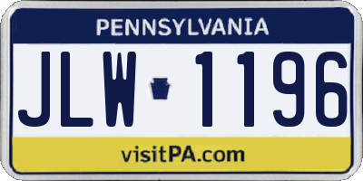 PA license plate JLW1196