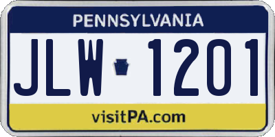 PA license plate JLW1201