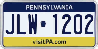 PA license plate JLW1202