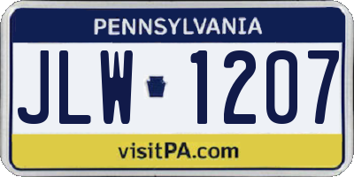 PA license plate JLW1207