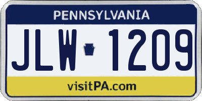 PA license plate JLW1209