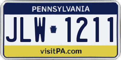 PA license plate JLW1211