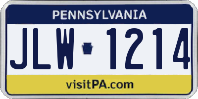 PA license plate JLW1214