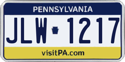 PA license plate JLW1217