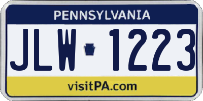 PA license plate JLW1223