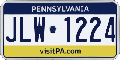 PA license plate JLW1224