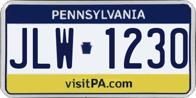 PA license plate JLW1230