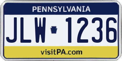 PA license plate JLW1236