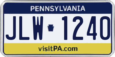 PA license plate JLW1240