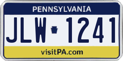 PA license plate JLW1241