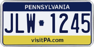 PA license plate JLW1245