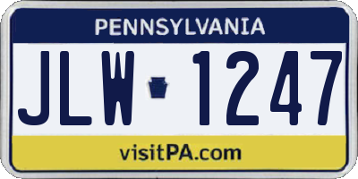 PA license plate JLW1247
