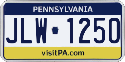 PA license plate JLW1250