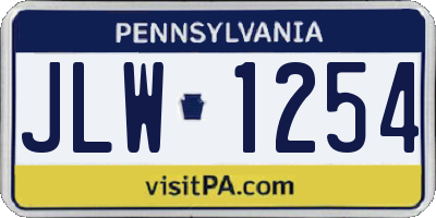 PA license plate JLW1254